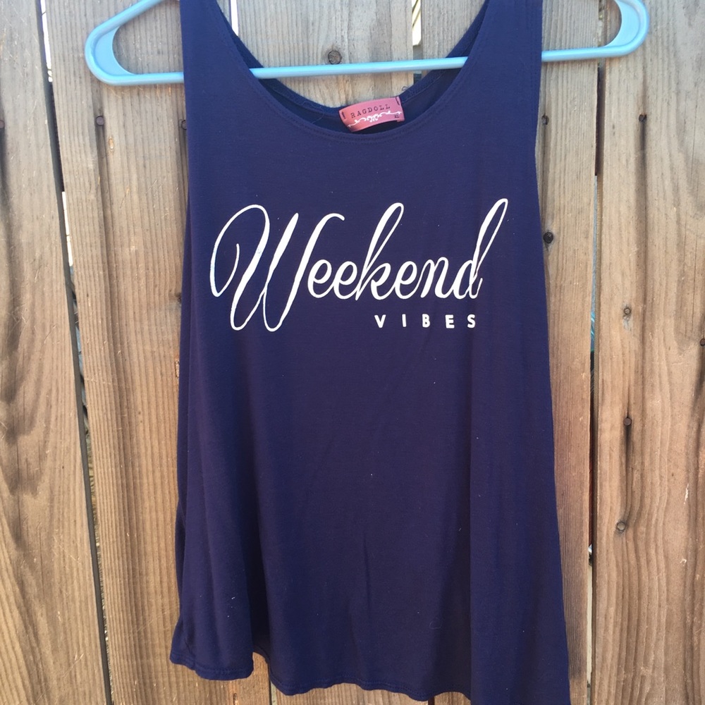 Weekend vibes navy tank top